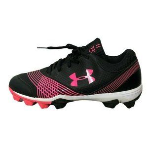 Under Armour Baseball Leadoff Low RM Black  Pink Softball Cleats Womens 8 Shoes